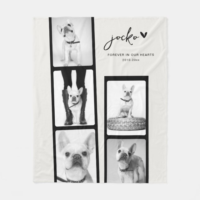 Pet Memorial Personalized Photo Strip Collage  Fleecedecke (Vorderseite)