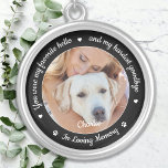 Pet Memorial Pet Loss Geschenk Personalisierter Hu Versilberte Kette<br><div class="desc">Ehre deinen besten Freund mit einer eigenen Foto-Gedenkstätte Halskette. Diese einzigartige Gedenkstätte ist das ideale Geschenk für sich, Familie oder Freunde, um Ihre Liebsten zu ehren. Diese Hundeschlittenhalskette zeichnet sich durch ein einfaches Schwarz-Weiß-Design mit dekorativer Schrift aus. Zitat: "Du warst mein Lieblings-Hallo und mein schwerster Abschied ~ In Loving Memory"....</div>