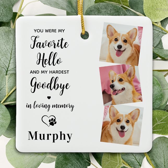 Pet Memorial Pet Loss Personalisiert 3 Hund Foto Keramikornament (Von Creator hochgeladen)