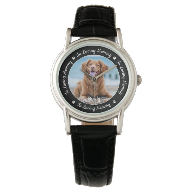 Pet Memorial Pet Loss Personalisiert Hund Foto Armbanduhr (Vorderseite)
