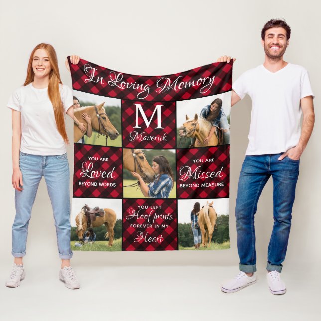 Pet Memorial Pet Loss Rotes Kariertes Einzigartige Fleecedecke (Beispiel)