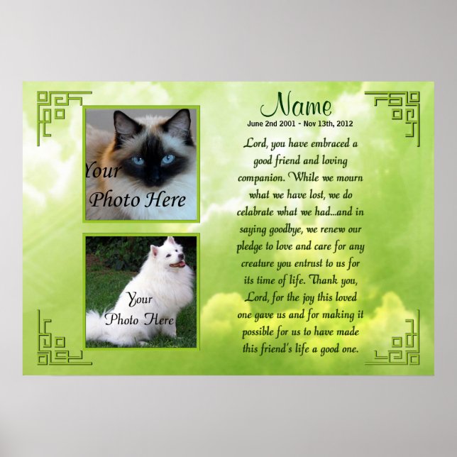 Pet Memorial Poster Print - Religious - Cat Dog (Vorne)