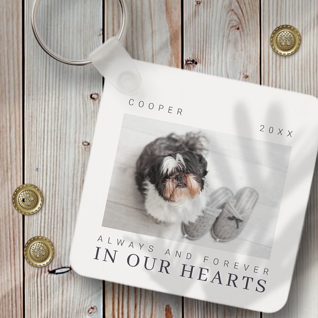 Pet Memorial Quote Simple Modern Chic Photo Schlüsselanhänger (Von Creator hochgeladen)