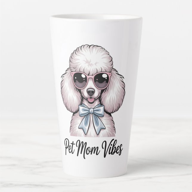 Pet Mom Vibes Poodle Dog Sunglasses Pink Gift Milchtasse (Vorderseite)