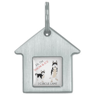 Pet Name & Anschrift Niedlich Husky Pup Gerahmt Pe Tiermarke