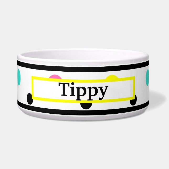 Pet Name Yellow Polka Dots Bowl Napf (Vorderseite)