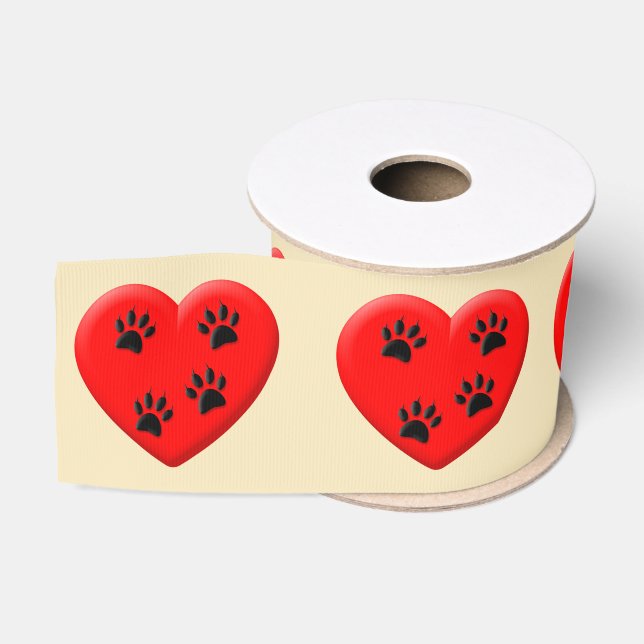 Pet Pad Print in rotem Herzen Ripsband (Spule)