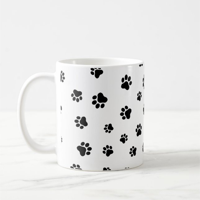 Pet Paw - Auto oder Hund Nahtloses Muster Kaffeetasse (Links)