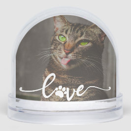 Pet Paw Liebe | Modernes Skript-Personalisiertes F Schneekugeln