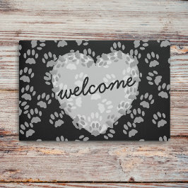 Pet Paw Print Heft Herzlich willkommen Schwarz-wei Fußmatte
