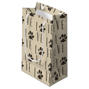 Pet Paw Print Liebe Typografie Muster Kleine Geschenktüte