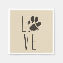 Pet Paw Print Liebe Typografie Serviette