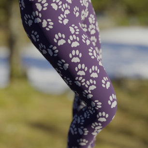 Pet Paw Print Pattern Lila und grau Leggings