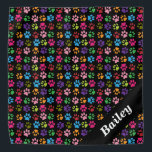 Pet Paw Print Personalisiert Rainbow Halstuch<br><div class="desc">Dieses Design kann in dem Bereich personalisiert werden, der durch das Ändern des Fotos und/oder Textes zur Verfügung gestellt wird. Oder Sie können es anpassen, indem Sie den Mausklick auswählen, um weitere Optionen anzupassen und die Farbe, den Hintergrund, den Text, die Textfarbe oder den Textstil zu löschen oder zu ändern,...</div>