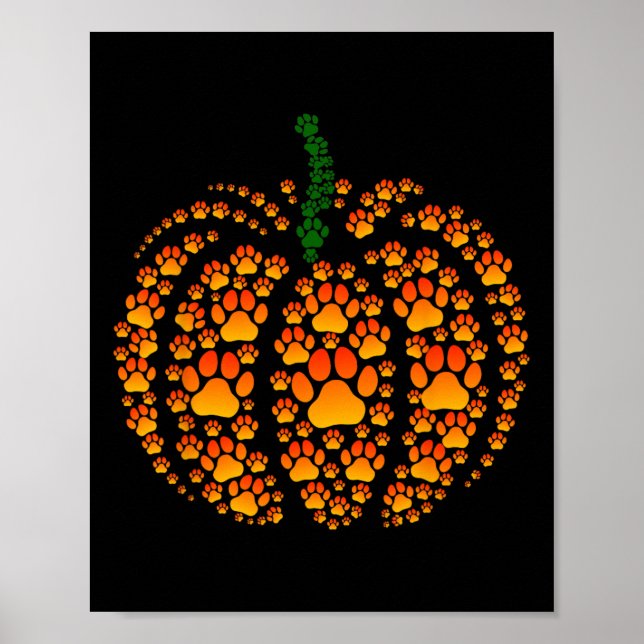 Pet Paw Print Pumpkin Paw Pumpkin Fall Thanksgivin Poster (Vorne)
