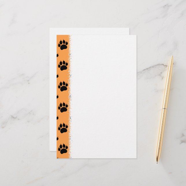 Pet Paw Print Stationery Briefpapier (Vorderseite/Rückseite Beispiel)