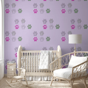 Pet Paw Prints Cats Hunde Lavendel Lila Tapete