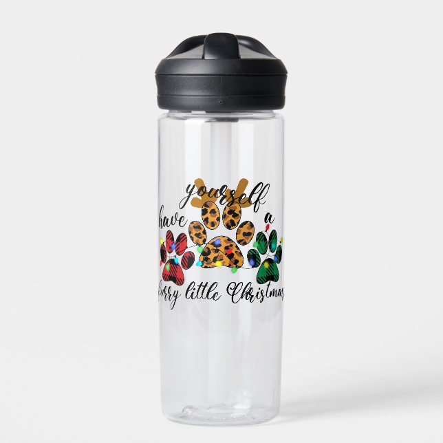 Pet Paws haben sich ein zorniges Weihnachtsfest Trinkflasche (Vorderseite)