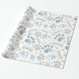 Pet Paws Knochen und Herz Geschenkpapier