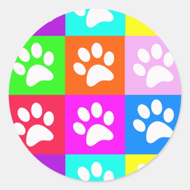 "Pet Paws" Runder Aufkleber (Vorderseite)