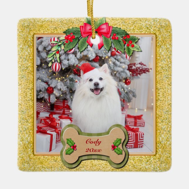 Pet Photo Christmas, Keepsake for Dog Lovers Keramikornament (Vorderseite)