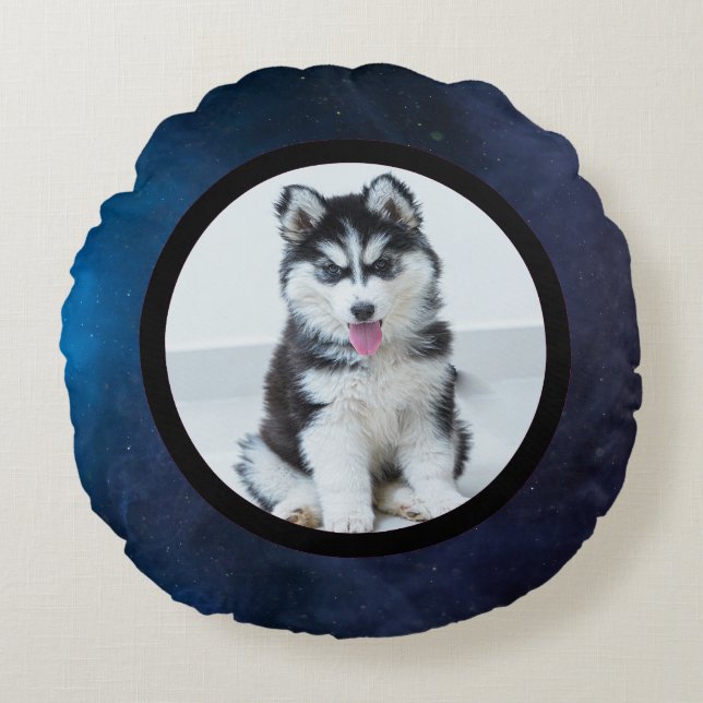 Pet photo - dark blue rundes kissen (Vorderseite)