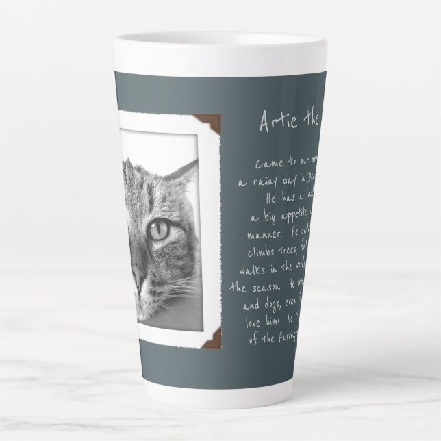 Pet Photo Dedication Mémoire Libellé Latte Mug (Devant)
