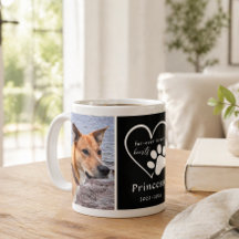 Pet Photo Memory Heart Black White