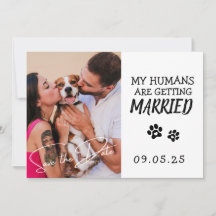Pet Photo Modern Simple Black and White Wedding