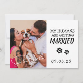 Pet Photo Modern Simple Black and White Wedding Einladung