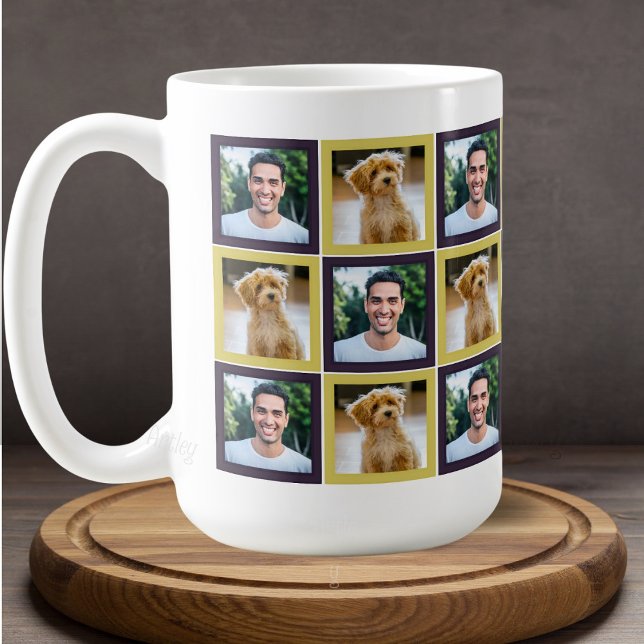 Pet Photo Patchwork Squares Pattern Mom Dad   Kaffeetasse (Von Creator hochgeladen)