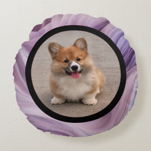 Pet photo - purple colour rundes kissen