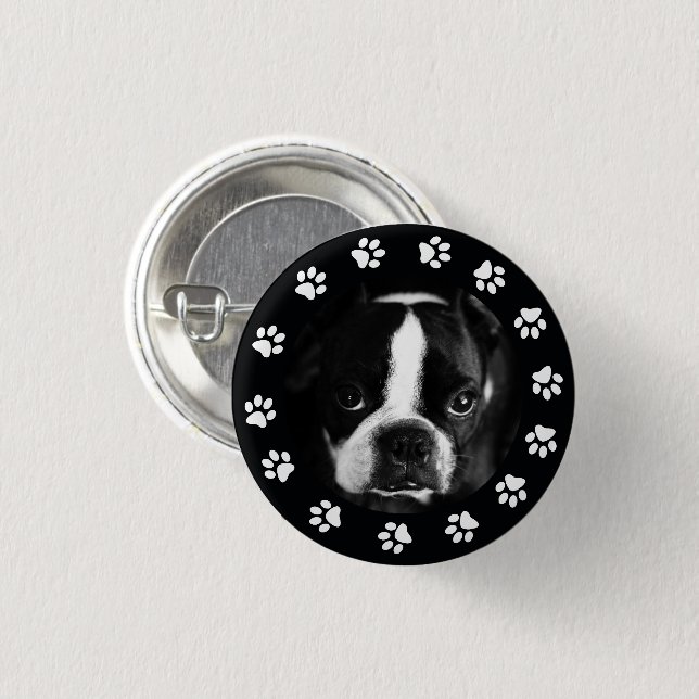 Pet Puppy Hund Foto Pfoten Rahmen rund gebrochen F Button (Vorne & Hinten)