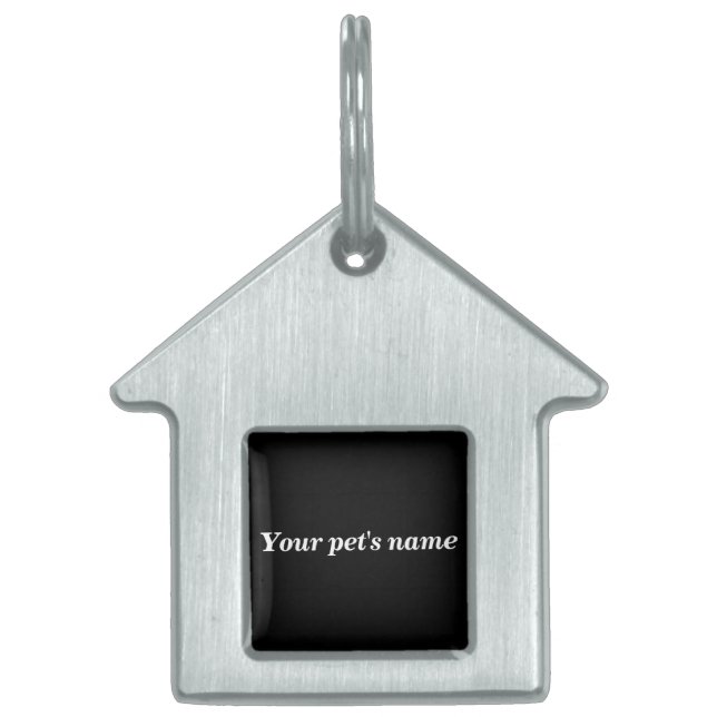 Pet’s Name With Black Background on House Shaped Tiermarke (Vorderseite)
