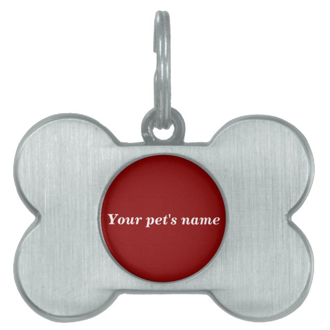 Pet’s Name With Red Background on Bone Shaped Tiermarke (Vorderseite)