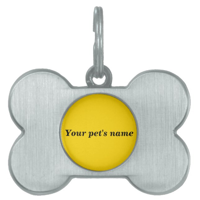 Pet’s Name With Yellow Background on Bone Shaped Tiermarke (Vorderseite)