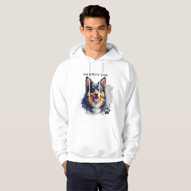 Pet’s Simple Modern Name & Photo Custom Design Hoodie (Vorne ganz)