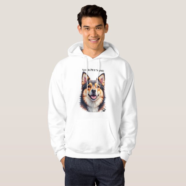 Pet’s Simple Modern Name & Photo Custom Design Hoodie (Vorne ganz)