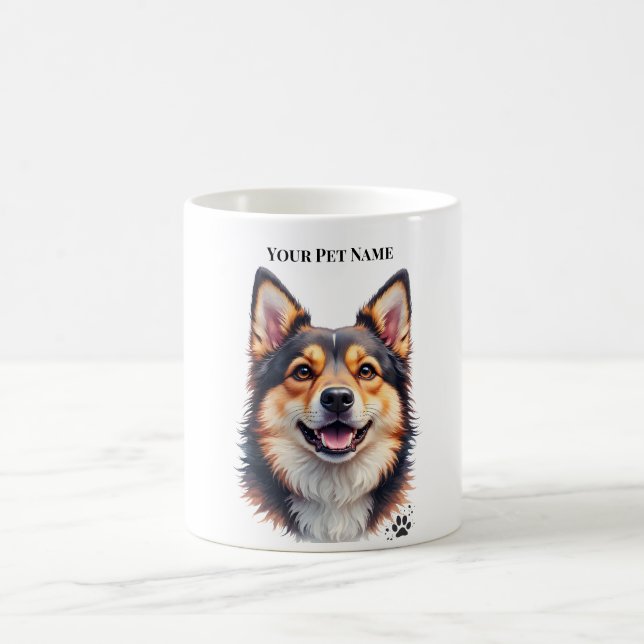 Pet’s Simple Modern Name & Photo Custom Design Kaffeetasse (Mittel)