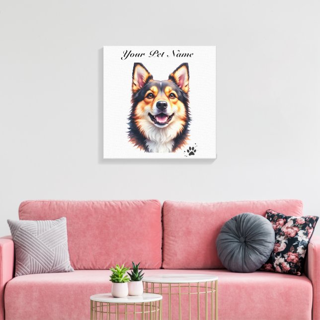Pet’s Simple Modern Name & Photo Custom Design Leinwanddruck (Insitu (Wohnzimmer))