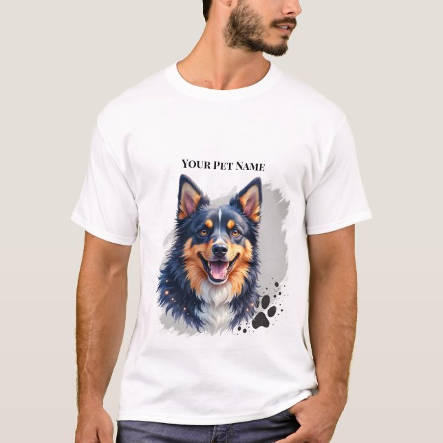 Pet’s Simple Modern Name & Photo Custom Design T-Shirt (Vorderseite)