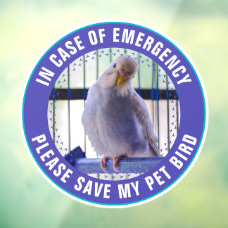Pet Safety Alert Custom Bird Photo First Responder Fensteraufkleber