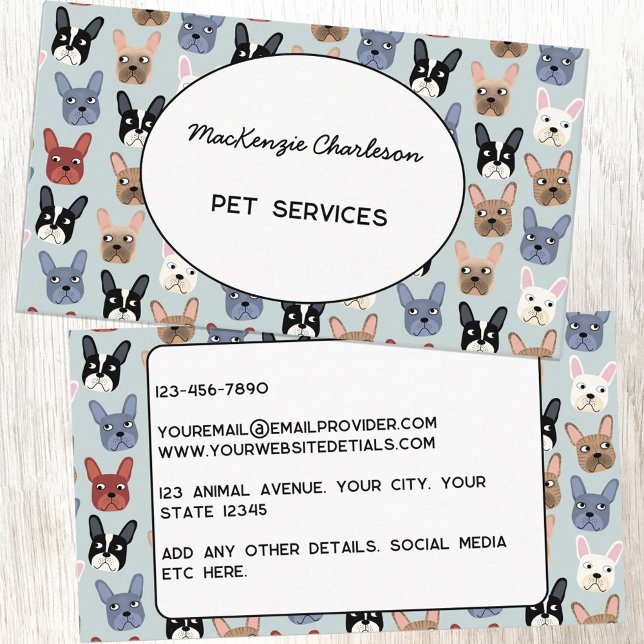Pet Services French Bulldog Business Card Visitenkarte (Von Creator hochgeladen)