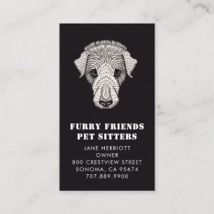 Pet Sitter Blanc Sur Carte de visite Noir