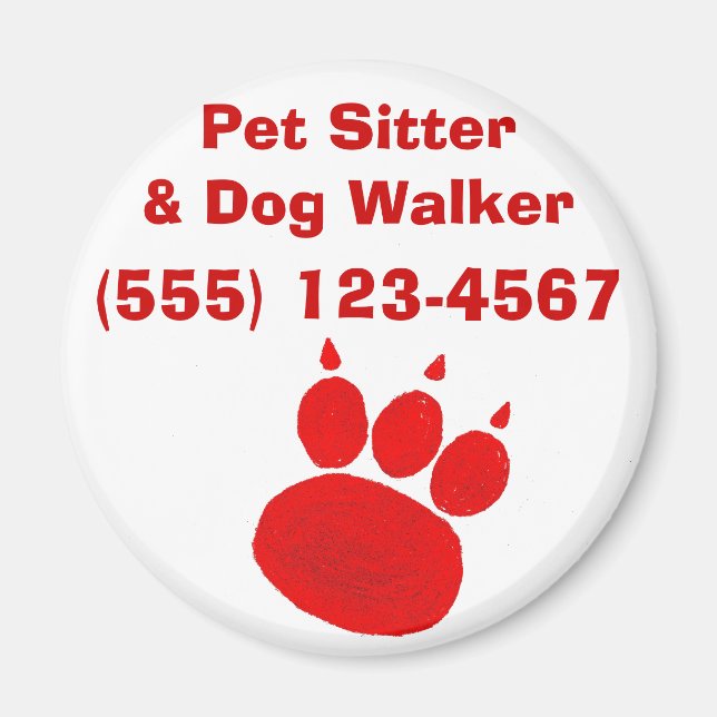 Pet Sitter & Dog Walker Paw Print Magnet (Vorne)