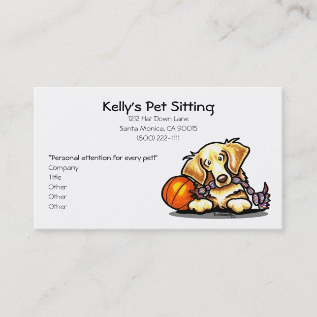 Pet Sitter Golden Retriever Einfach Visitenkarte (Vorderseite)