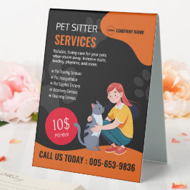 Pet Sitter Tale Zelt-Zeichen Tischaufsteller