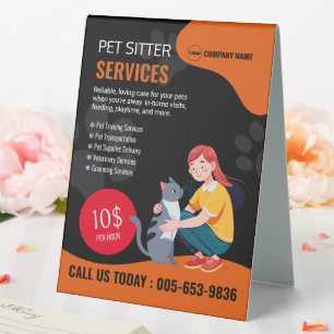 Pet Sitter Tale Zelt-Zeichen Tischaufsteller