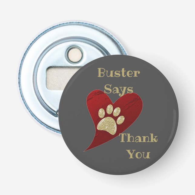 Pet Sitter Vielen Dank Glittery Gold Paw Print Flaschenöffner (Vorderseite)