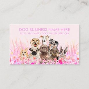 Pet Sitter Walker Hund Petcare rosa Blume Visitenkarte